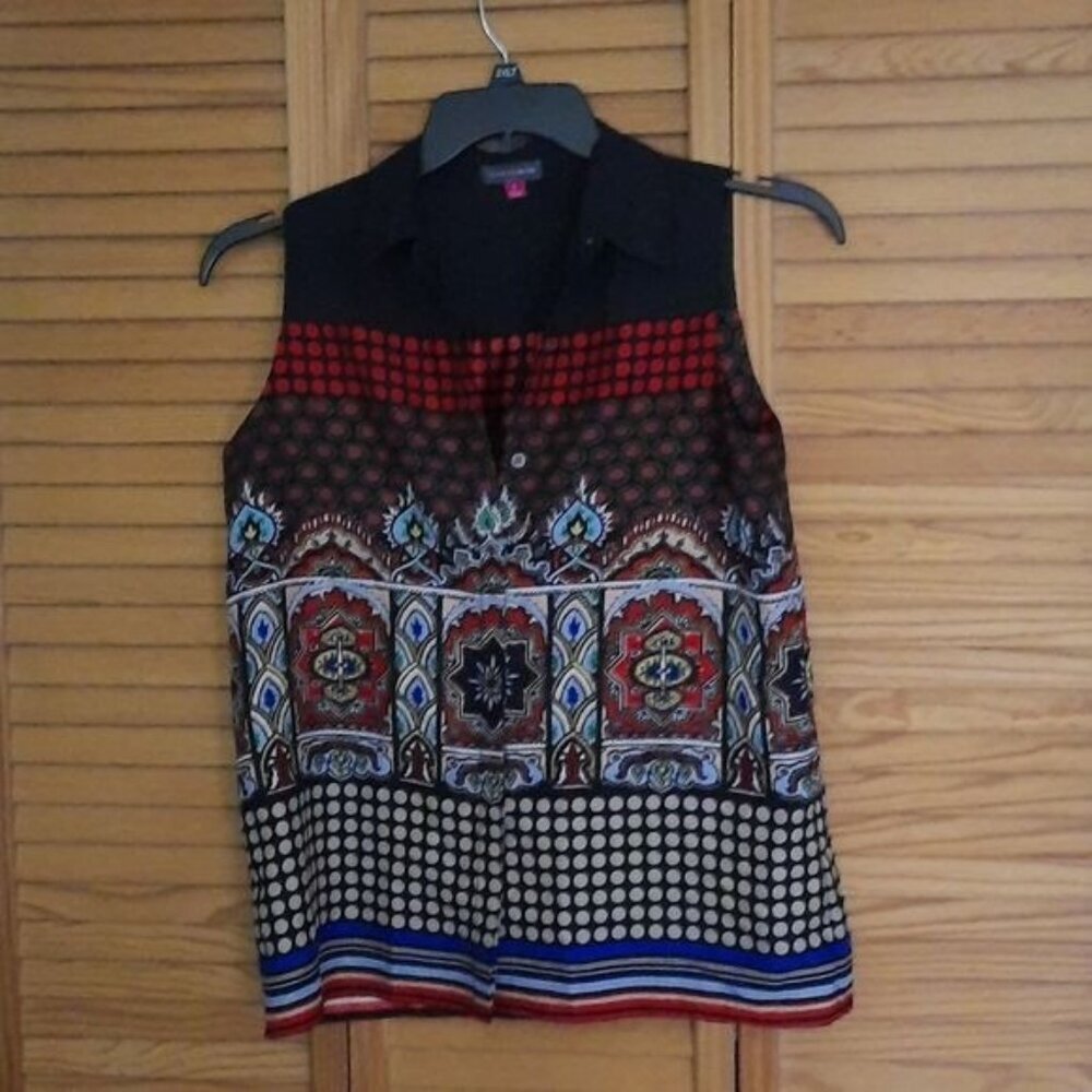 Vince Camuto Button Up Sleeveless Blouse Size Small